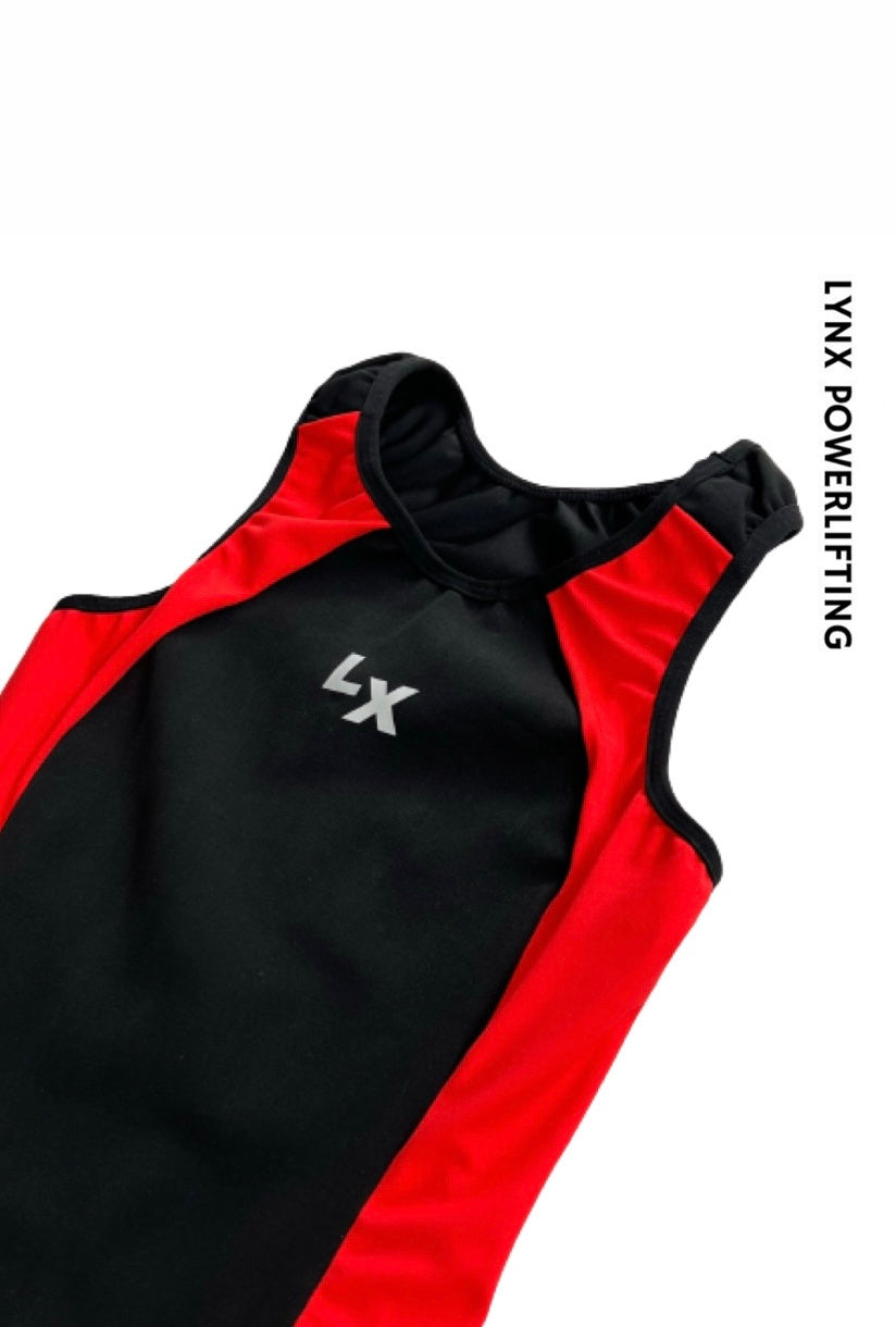 Singlet Titanium Negro con Rojo