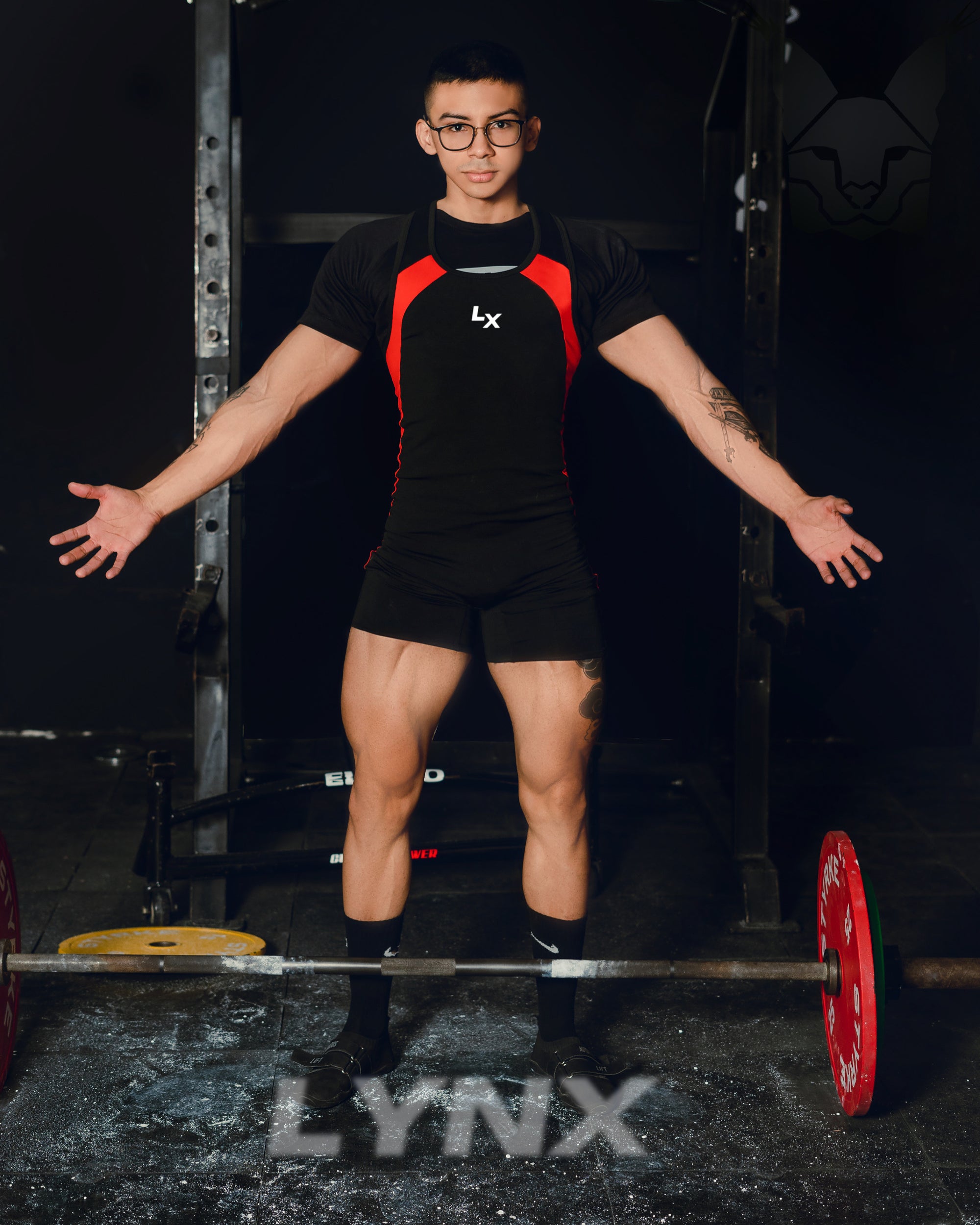 Singlet Titanium Negro con Rojo