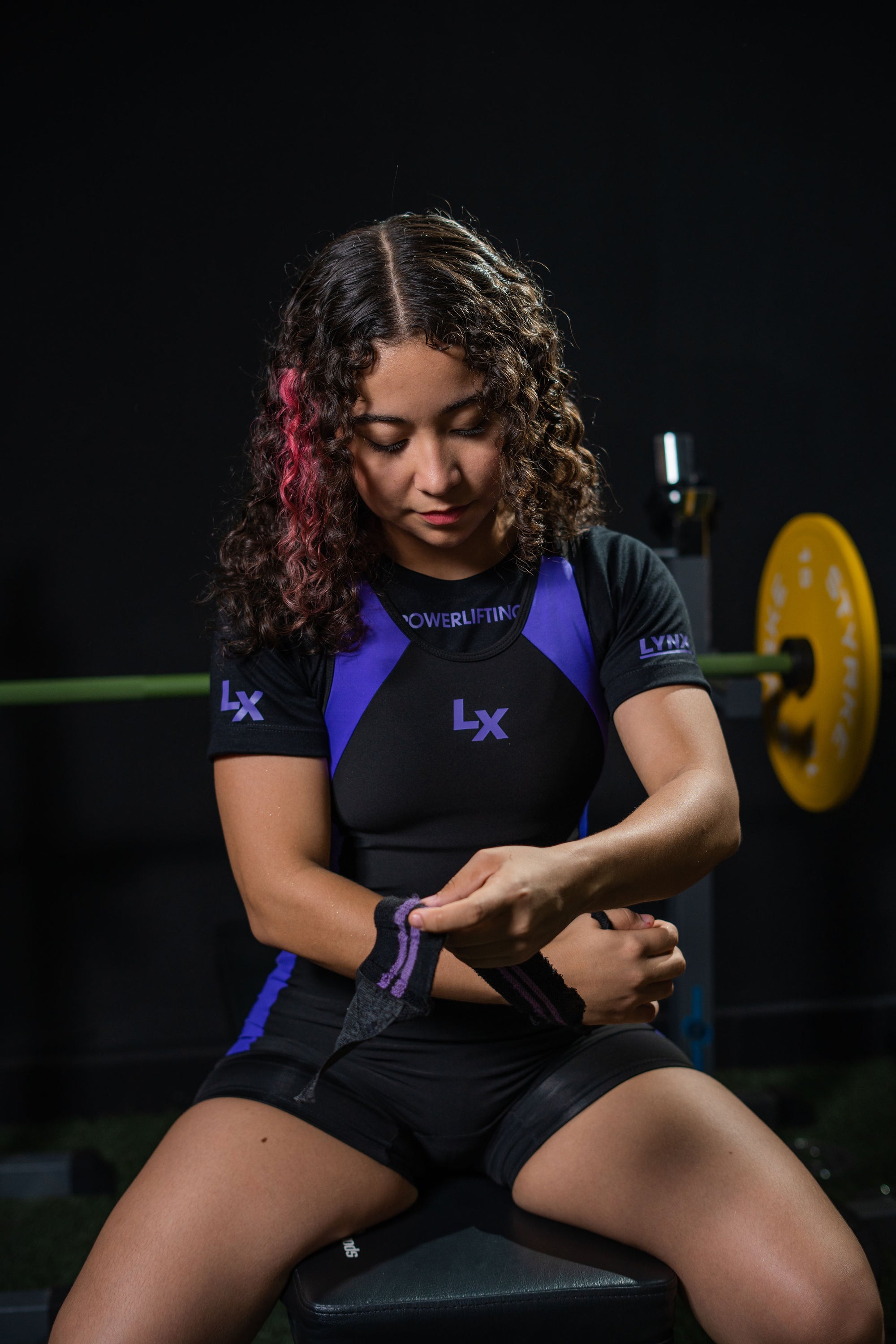 Singlet Titanium negro con morado