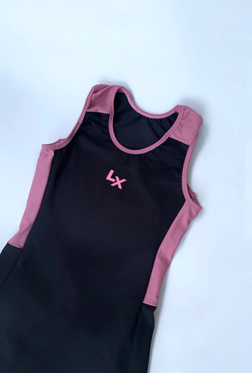 Singlet Power negro con rosado